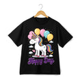 Unisex Casual Cartoon Unicorn&Happy Day Print T-shirt|Cotton Crew Neck|Daily Tee