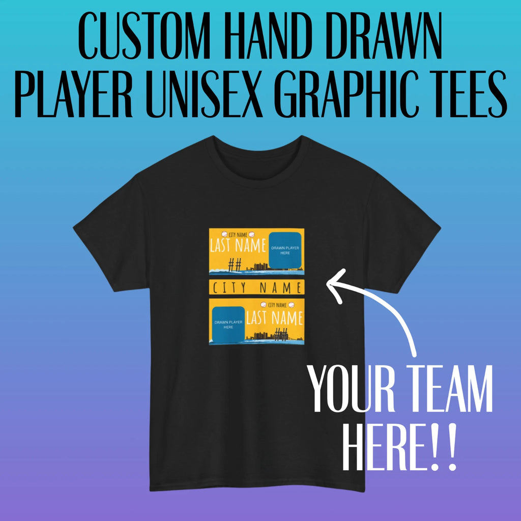 Custom Hand Drawn Sport Player Unisex Black Shirt | Handmade Sport Graphic Tee