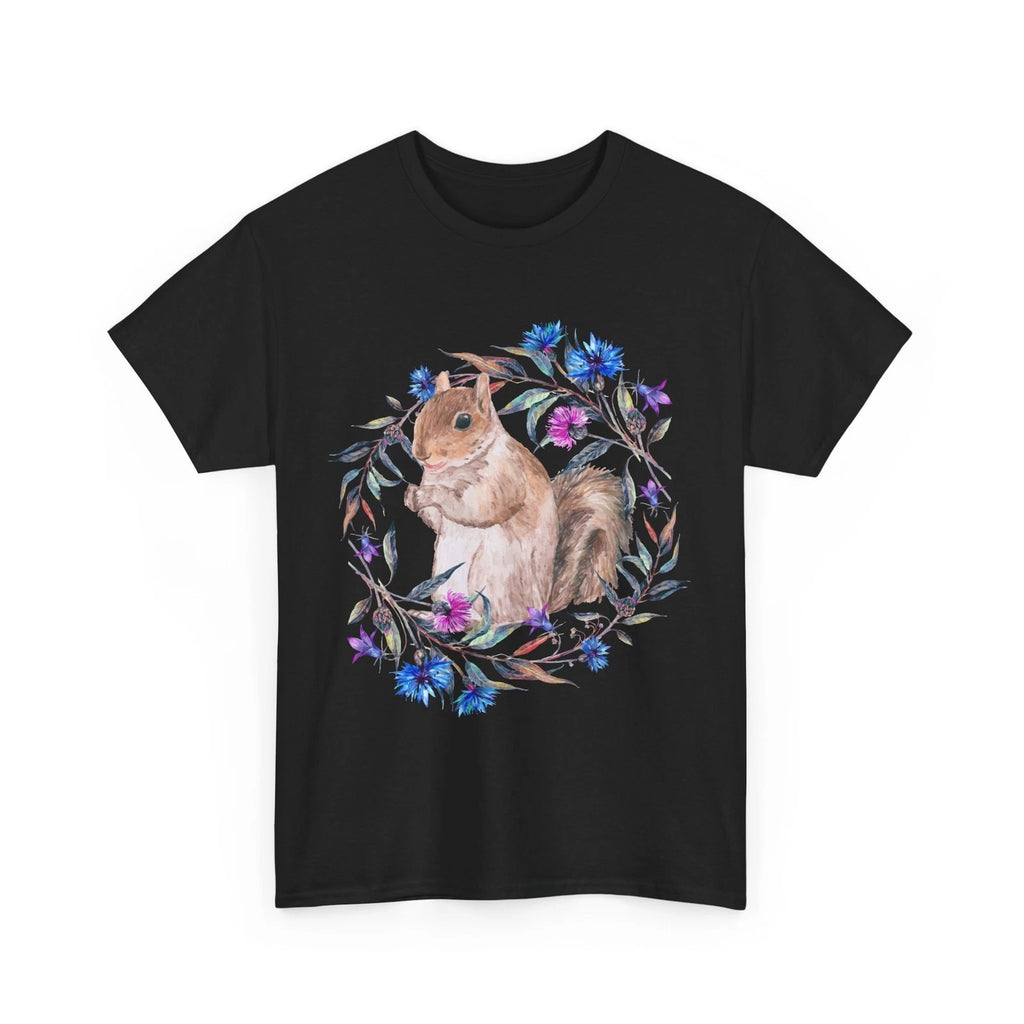 Squirrel Flowers T-Shirt, Squirrel Rodents Pet Animals Lovers Cute T-Shirt