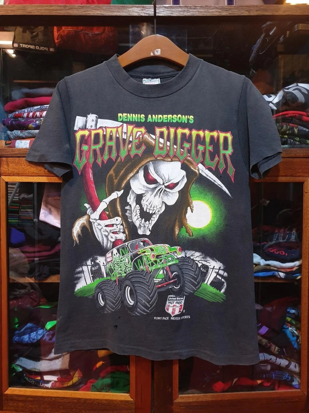Vintage 90s Dennis Anderson's GRAVE DIGGER Tshirt Reprint AN49899