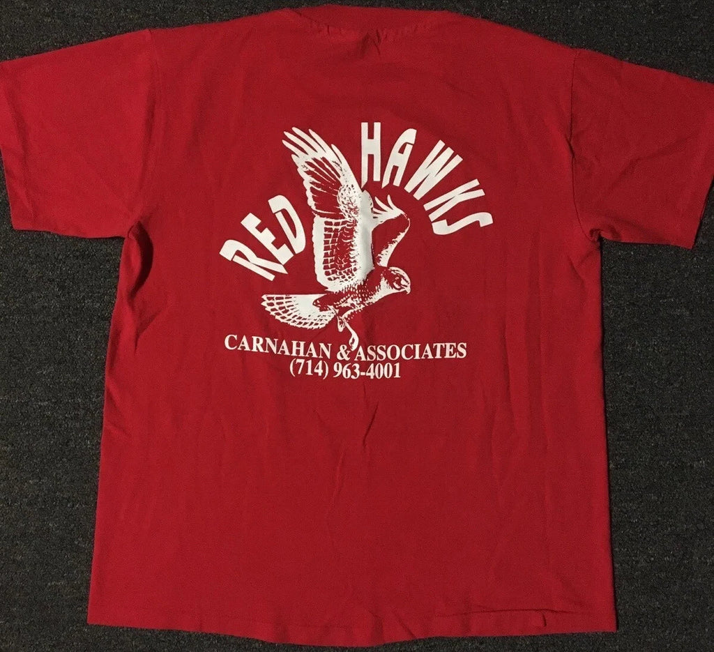 Vtg 90s Riverside Soccer Red Hawks Shirt S USA School Track Grunge PE Biker 80s