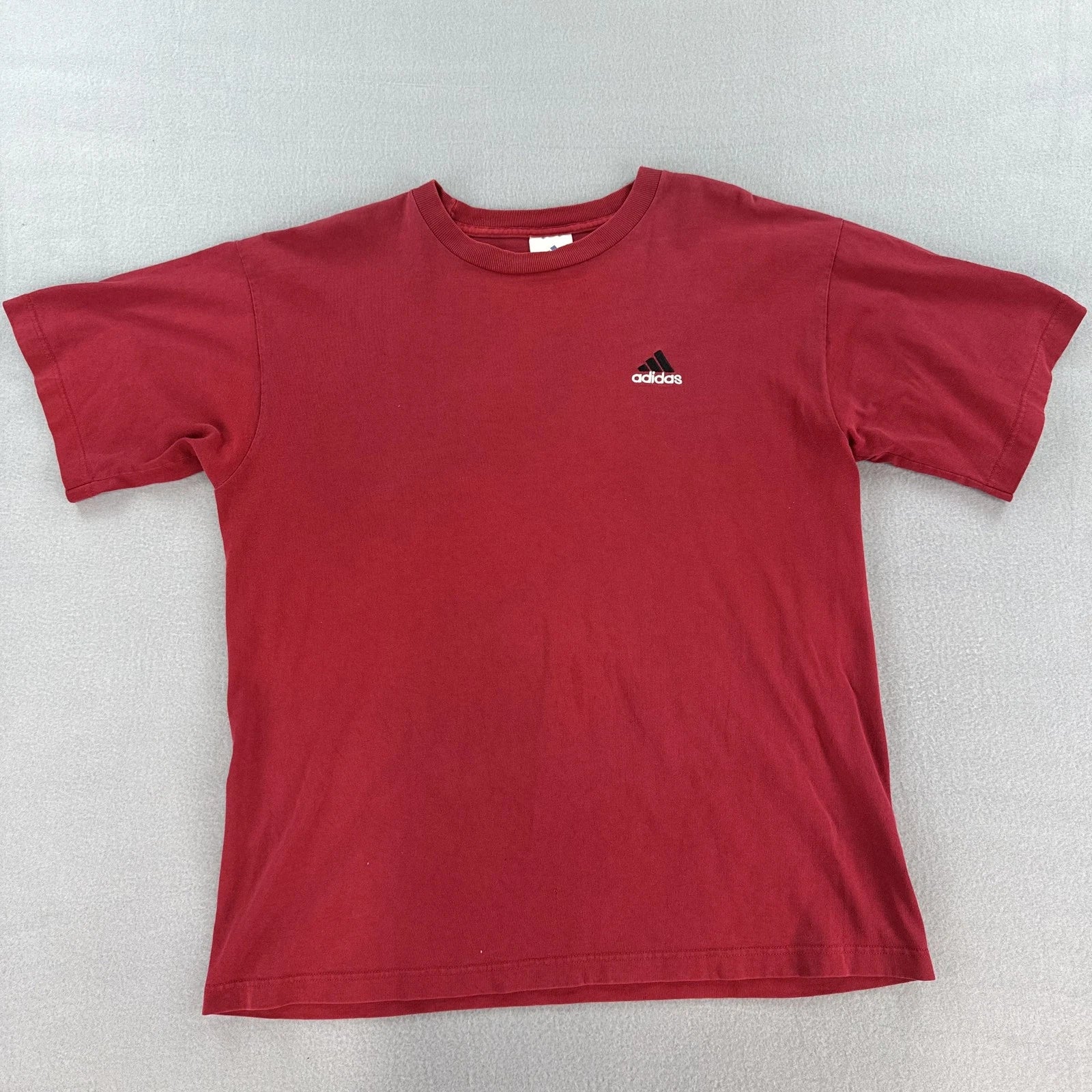 Adidas Shirt Mens Large Red vintage y2k 3 stripes soccer trefoil embroidered