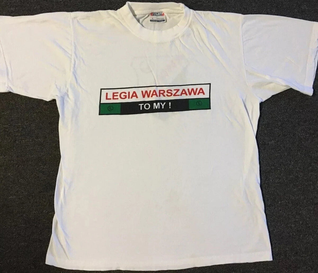Vtg 90s Legia Warsaw Faded Football Shirt S Poland World Cup FIFA FC Flag Grunge