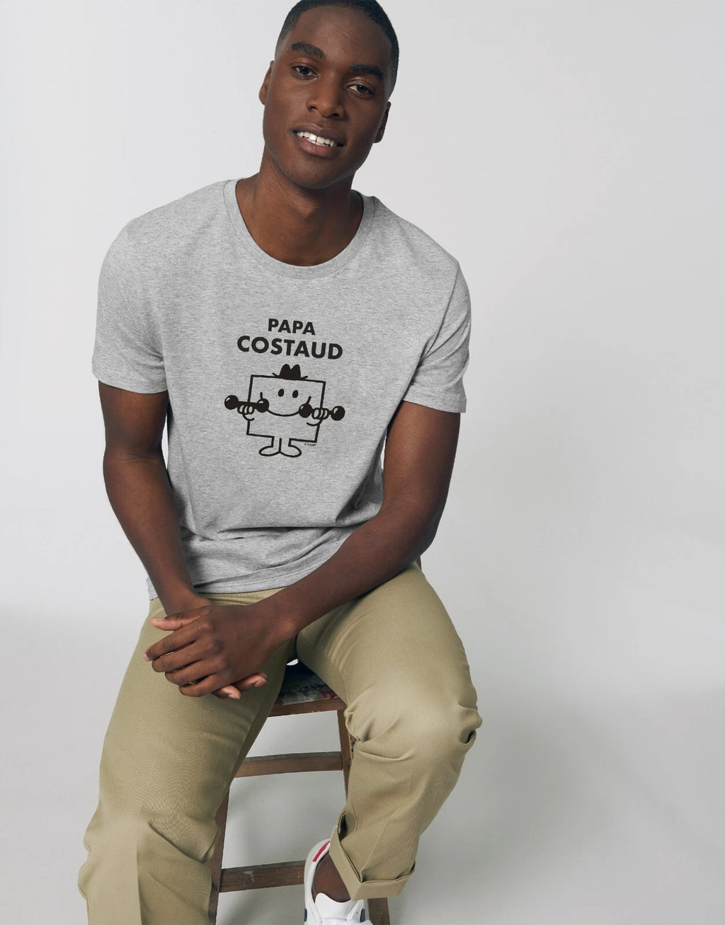 T-Shirt Man short Sleeve Gray, Papa Tall