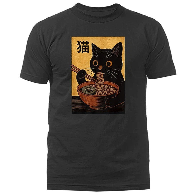 Cat Ramen Noodle Japanese Anime Manga Kawaii Cat Funny Humorous T-shirt