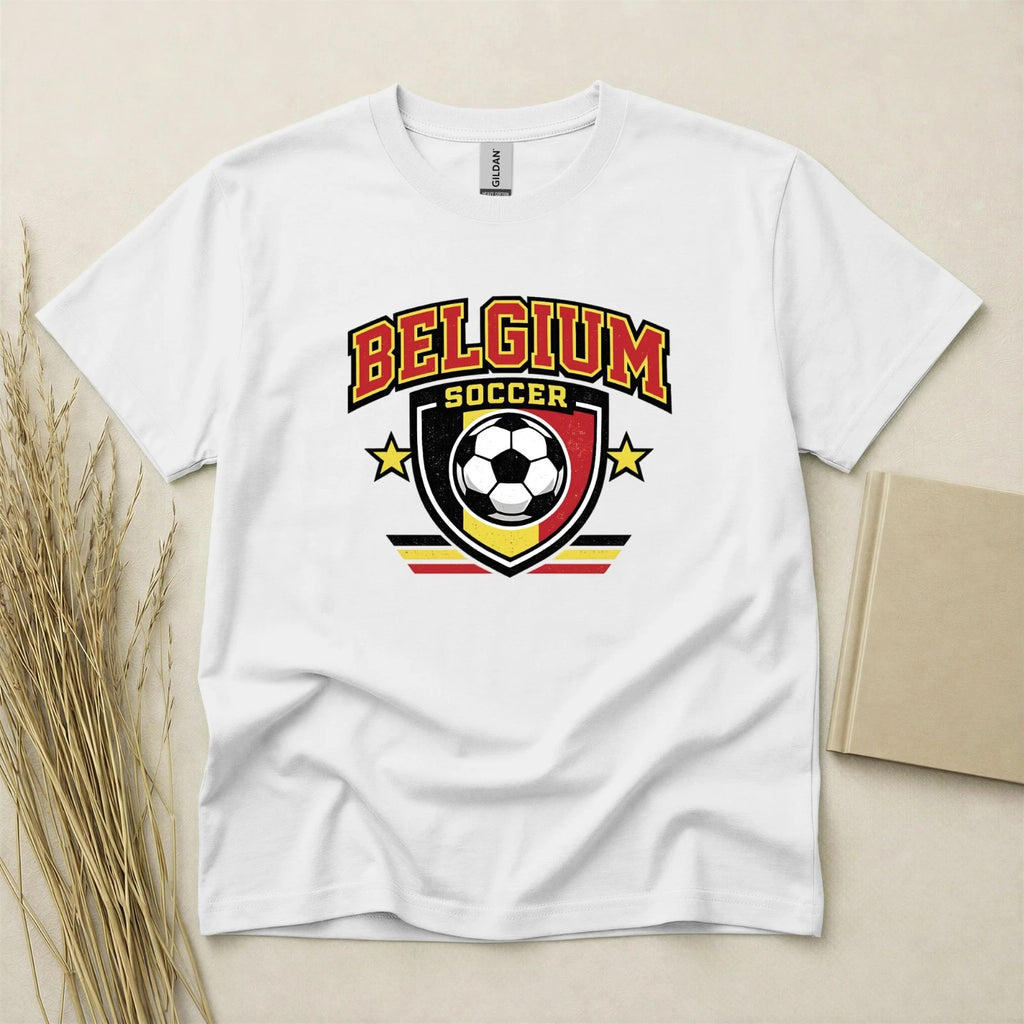 Belgium Soccer Fan T Shirt Supporters Gildan Cotton Adult Kids Family Top