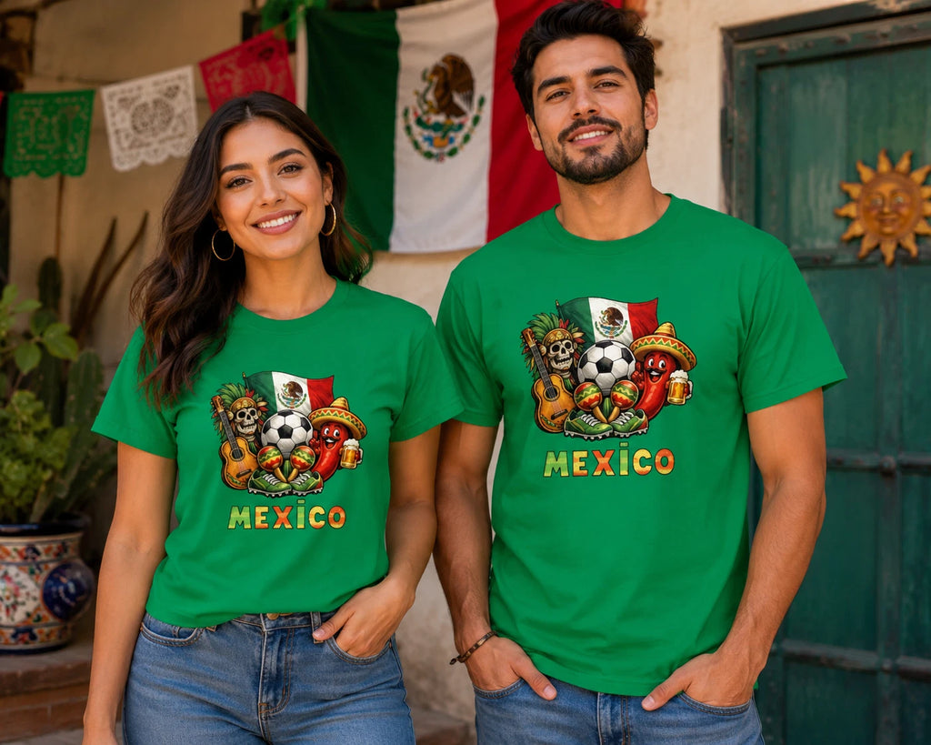 Mexico Soccer T Shirt Mexican Futbol Graphic Tee Funny Football Fan Unisex Green