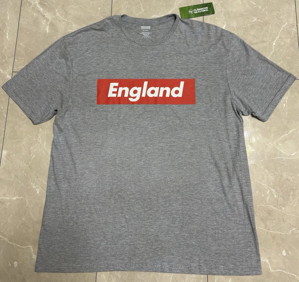 Clássicos De Futebol XL England Box T Shirt Grey/Red Football Nation Support ENG