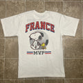 Adult France  Soccer Peanuts Graphic 2026 T-Shirt MVP Size Large White