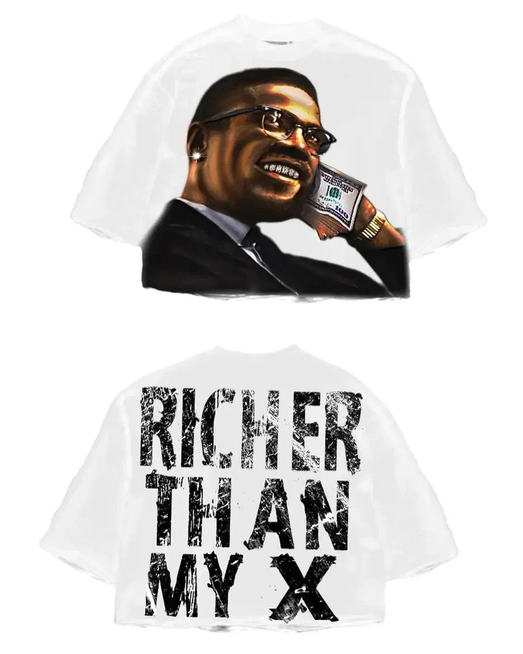 Men Y2K Hip Hop Retro Letter Portrait Graphic Print T-shirt Boxy Fit Streetwear