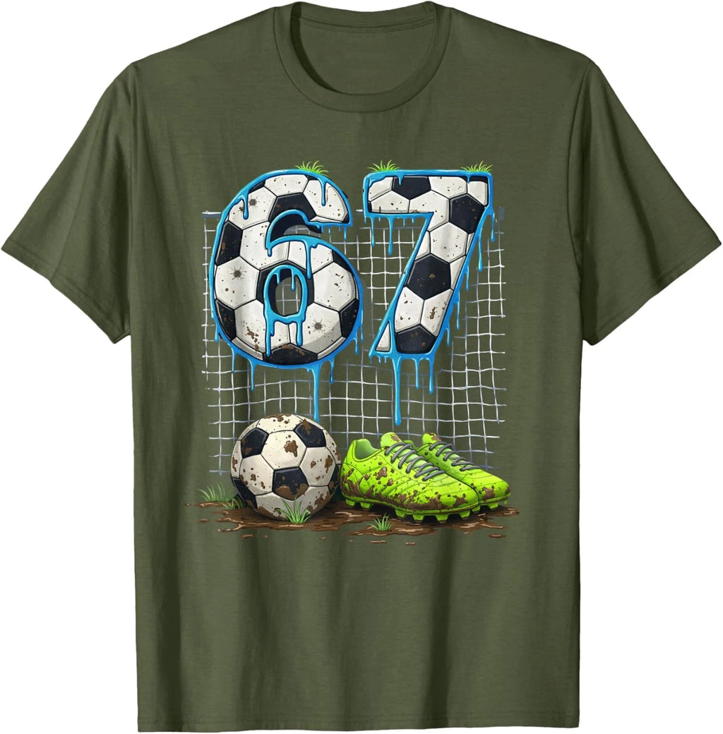 Soccer 67 Six Seven Funny Gen Alpha Meme Drip Cool Unisex T-Shirt