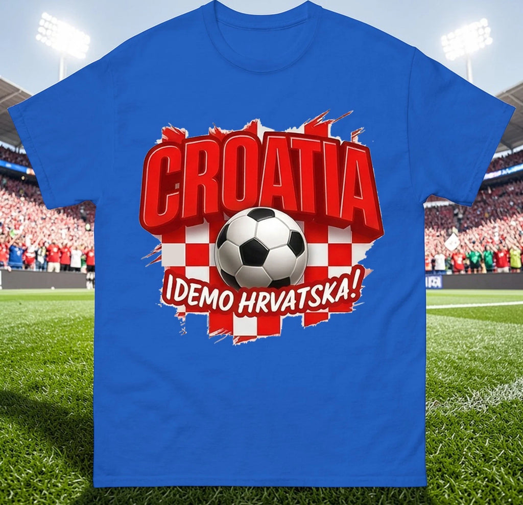 Croatia Idemo Hrvatska T-Shirt, Croatia Retro Football World Cup Tee Shirt