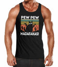 Mens Tank Top Pew Pew Madafakas! black cat saying meme funny muscle
