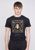 Hermano Mens Bee Design Short Sleeve Tee / Black / RRP £35