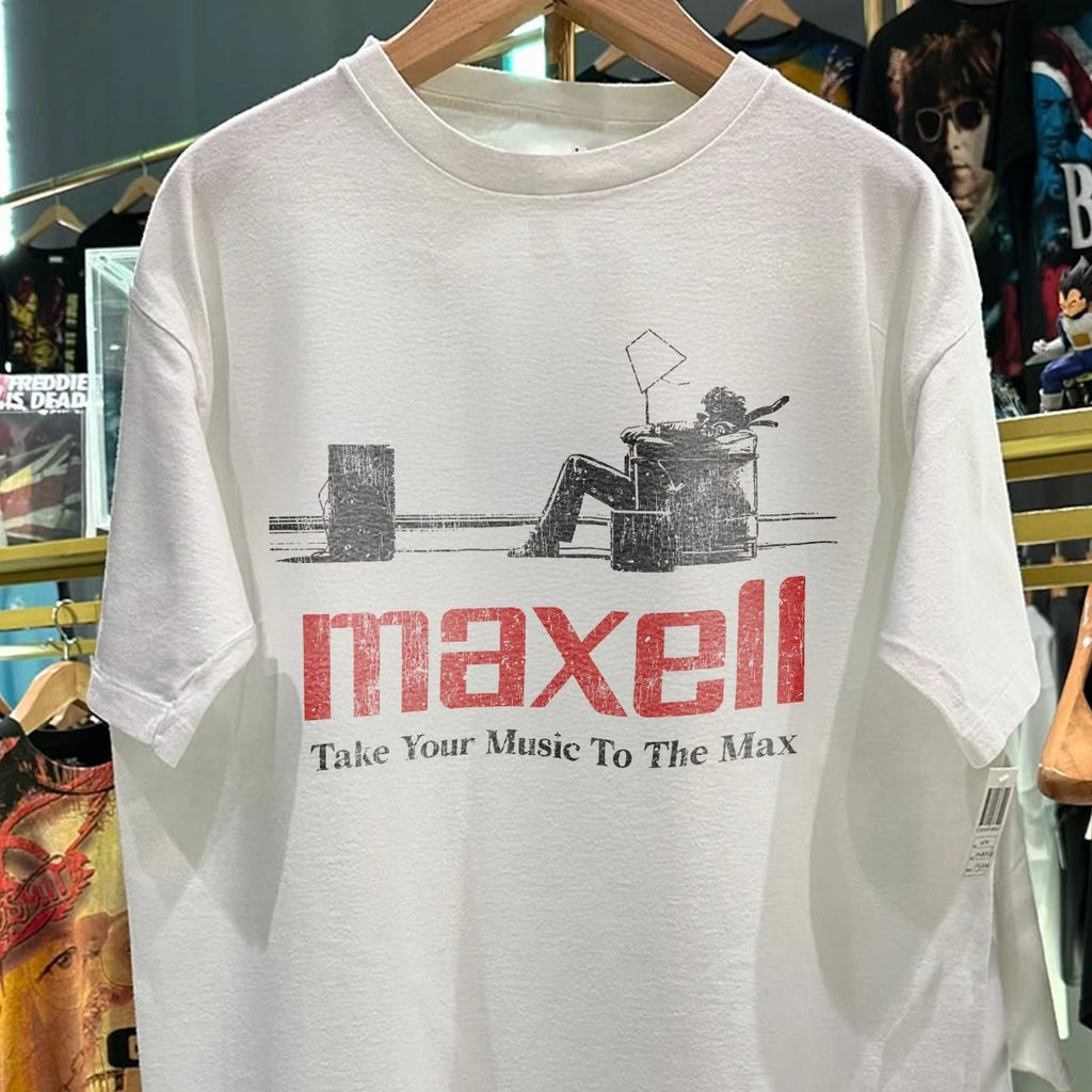 90s Maxell Faded White T-Shirt L