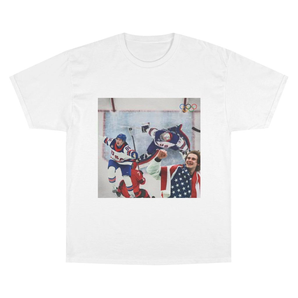 Jack Hughes USA Hockey Celebration T-Shirt Olympic Ice Hockey Photo Golden Goal