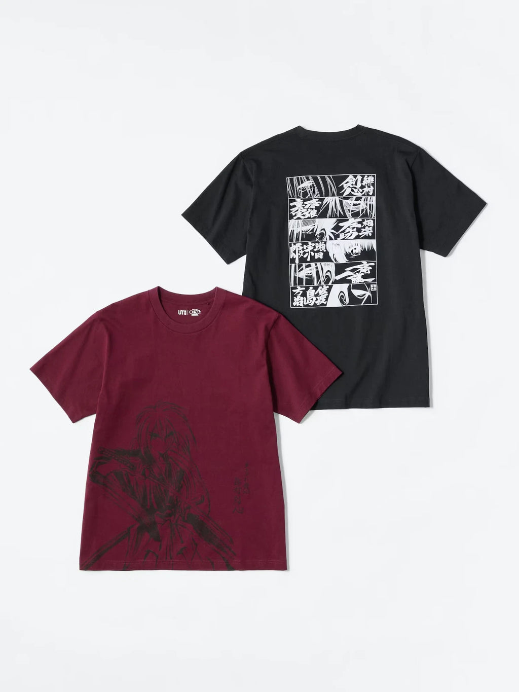 Uniqlo UT Shueisha 100th Rurouni Kenshin Manga T-Shirt 2 Set Wine Black JP NEW