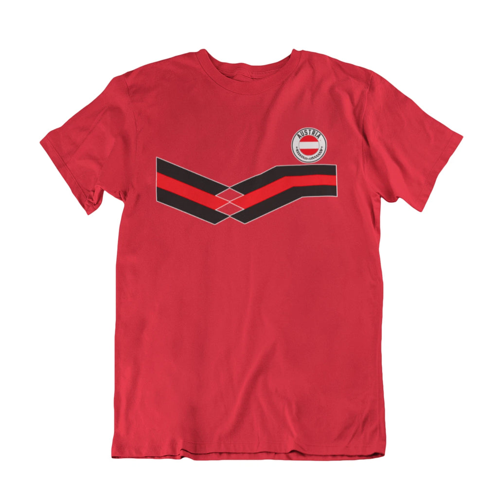 Mens AUSTRIA Retro Strip Style Football Tee T-Shirt World Cup 2026 Kit Jersey