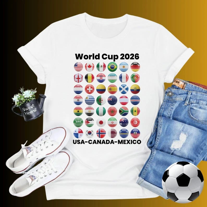 Soccer Shirt World Cup 2026 all Country Ball Football Fan Game Day Youth Tees