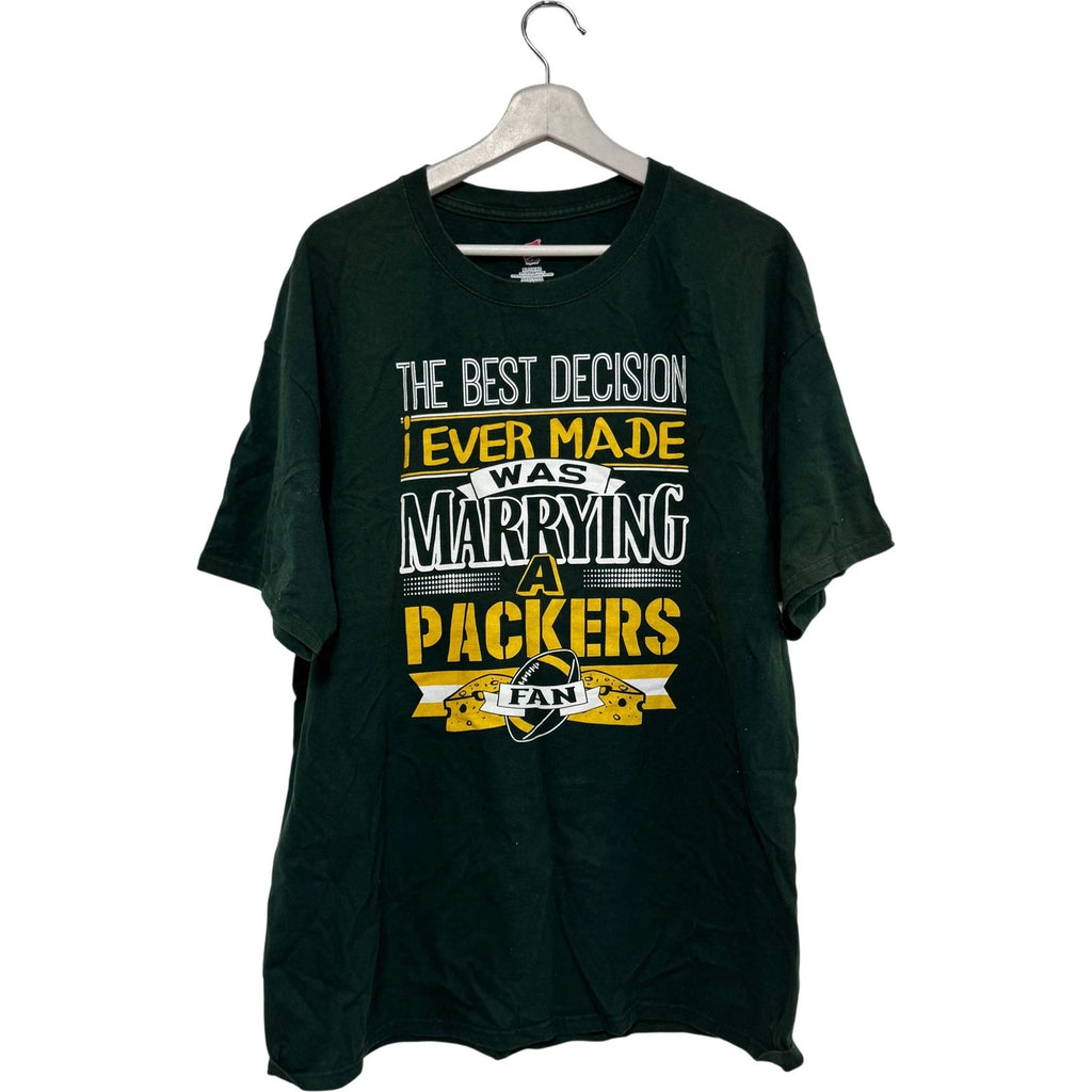 Hanes Tagless Packers Fan T-Shirt Green Crew Neck XL