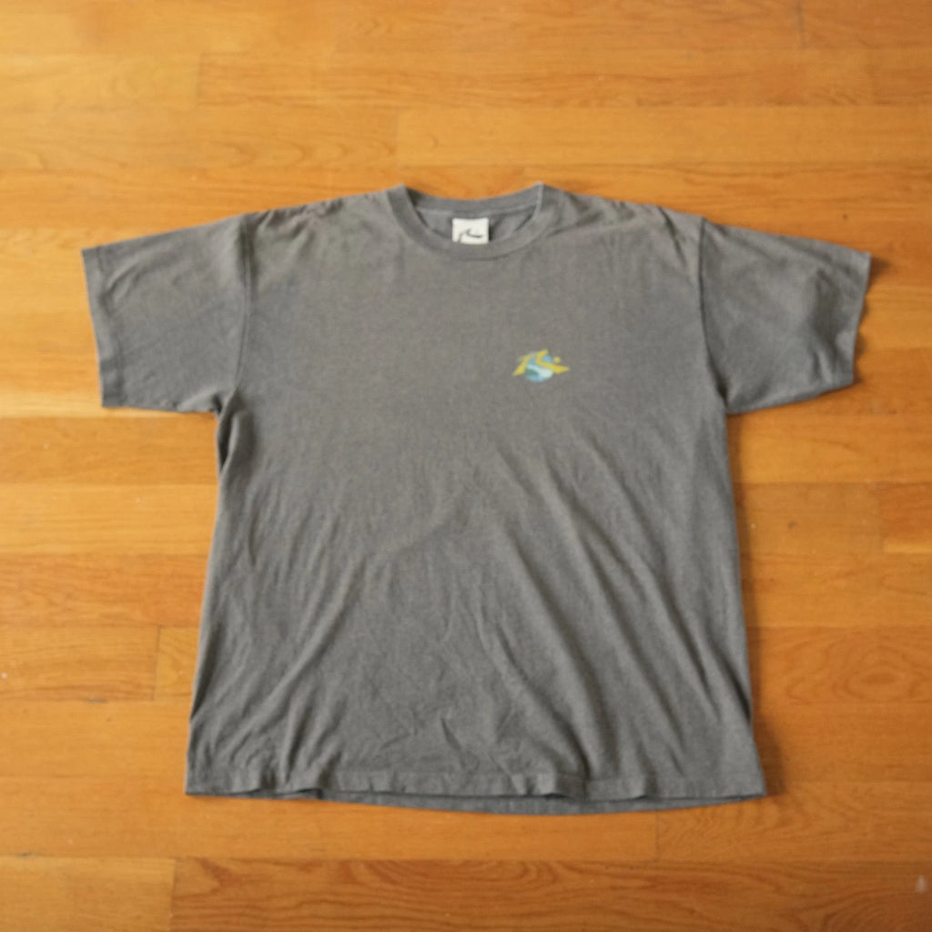 Rusty T-Shirt Mens Gray Graphic Hibiscus Surf Skate Aesthetic L Short Sleeve