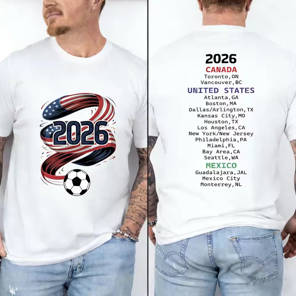 2026 USA Canada Mexico Soccer T-Shirt Y2K Graphic Football Fan Tee