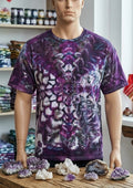 Gildan Ice Dye Mandala Tie Dye T-Shirt | Purple Indigo 3XL | Festival Boho