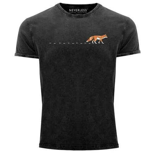 Men's T-Shirt Vintage Animal Print Logo Print Fox Badge Fashion Street Style