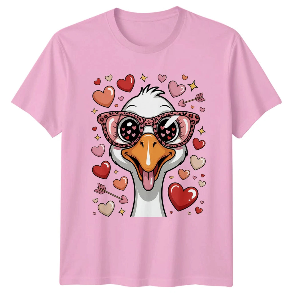 Sweet Heart Cute Goose With Womens T-Shirt Duck Bird Lovers Valentines Day