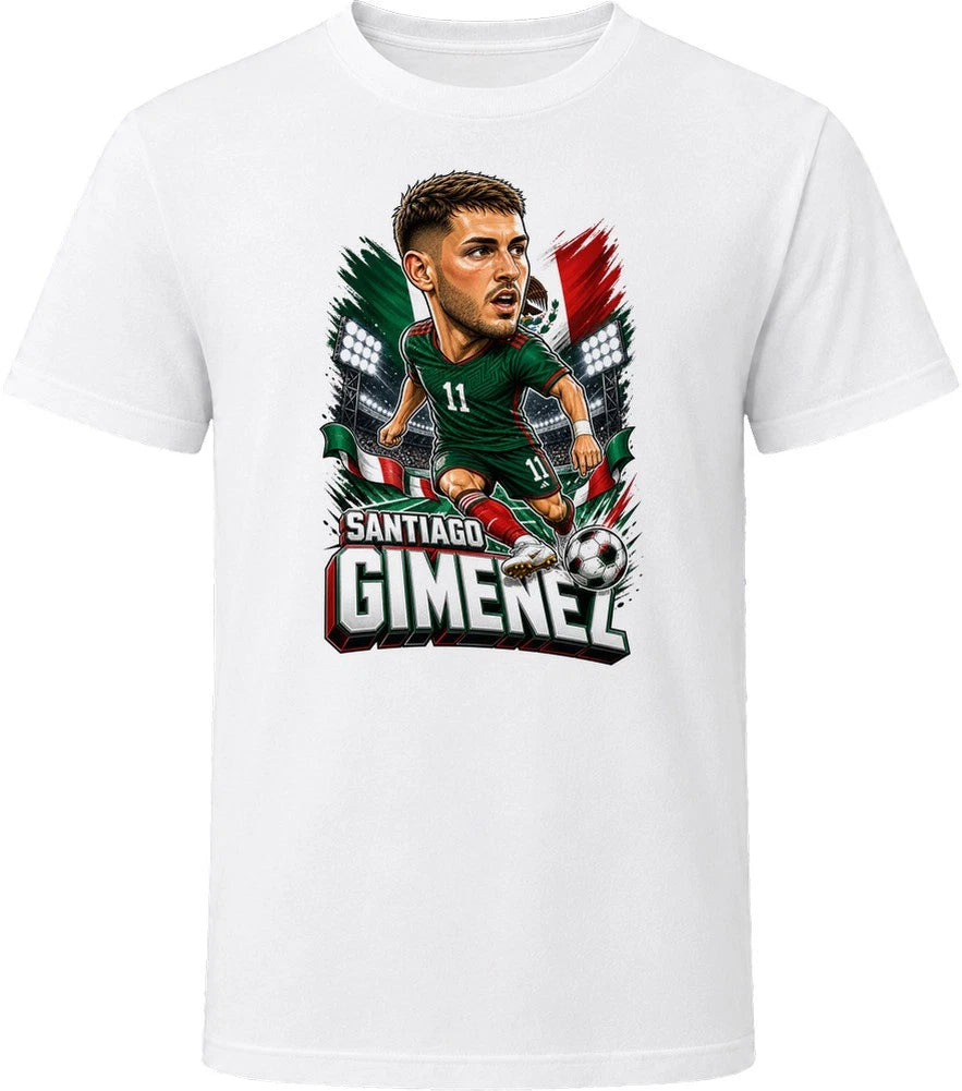 Santiago Gimenez, Mexico Caricature Soccer 2026 T Shirt