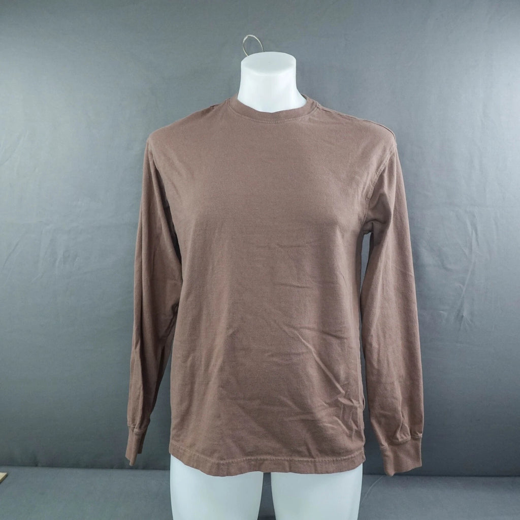 H&M Mens T Shirt Small Brown Long Sleeve Minimalist Basic Everyday Day Grunge