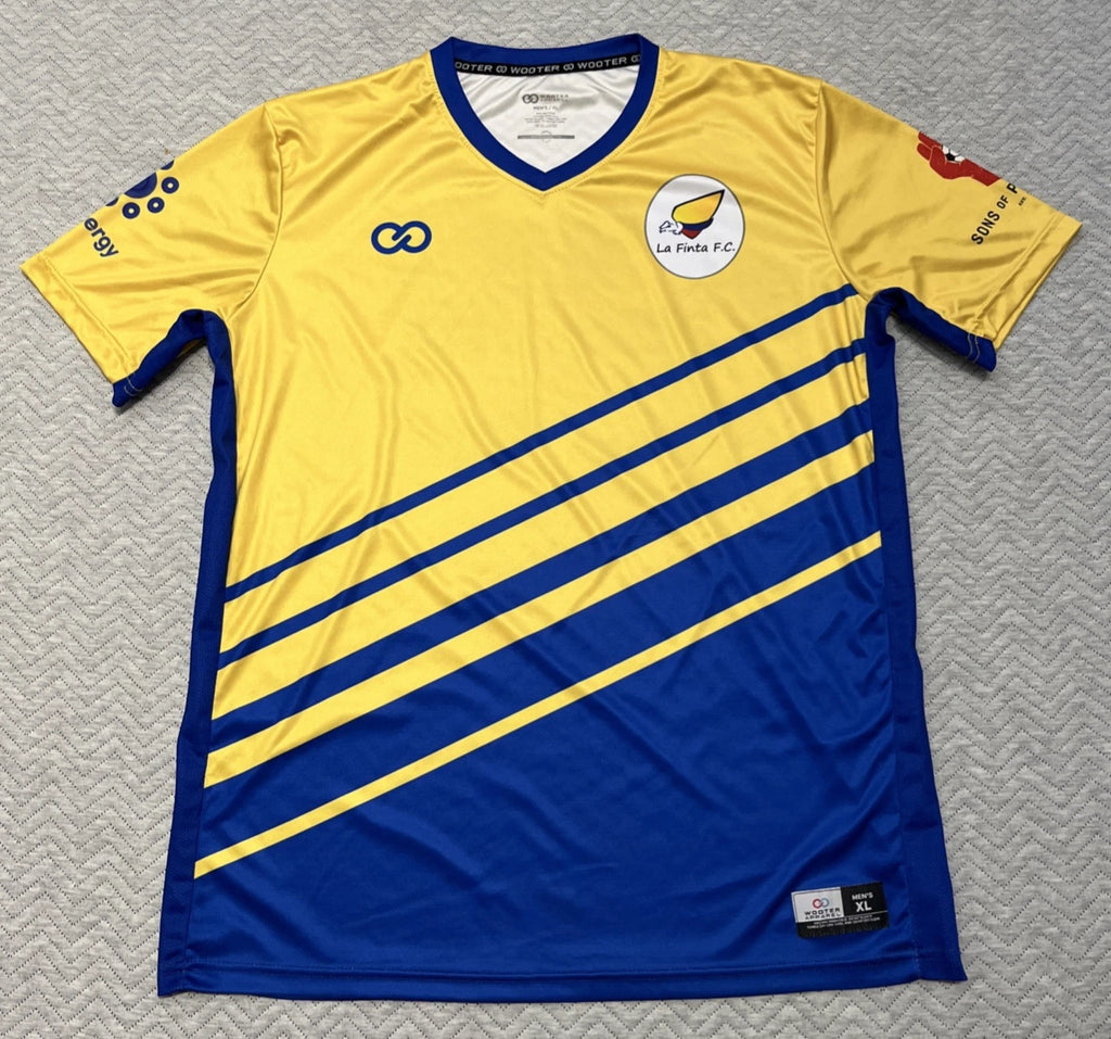 La Finta FC Jersey Mens XL Spanish Soccer Football Futbol Club Shirt Blue Yellow