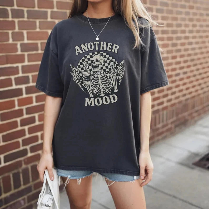 Skeleton Coffee Funny Mom Life Graphic Comfort Tee