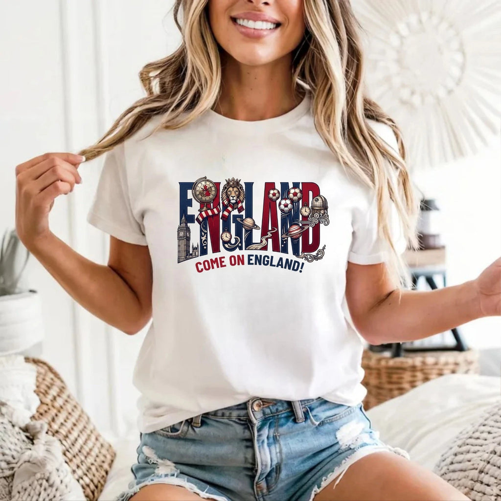 Come On England T-Shirt - Football British Pride Soccer Fan Gift Unisex Tee Top