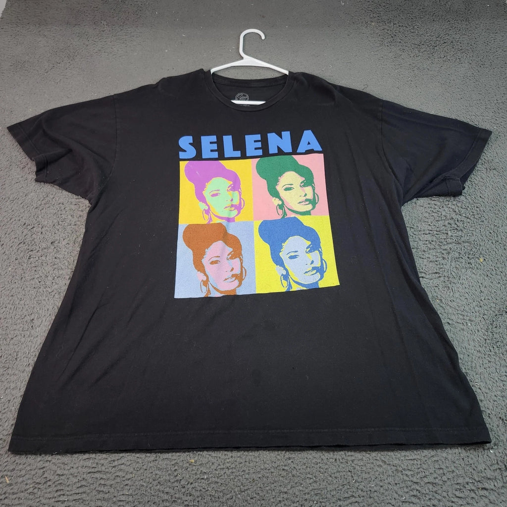 Selena Shirt Mens 2XL Black Pop Art Portrait Graphic Tee Tagless Cotton Music