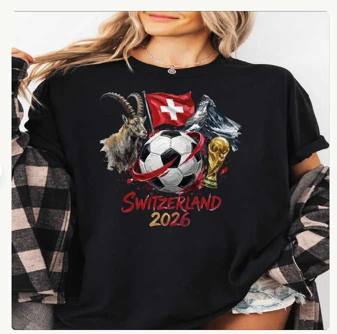 Switzerland 2026 Shirt, World Cup Soccer Tee, Swiss Flag Football T-Shirt