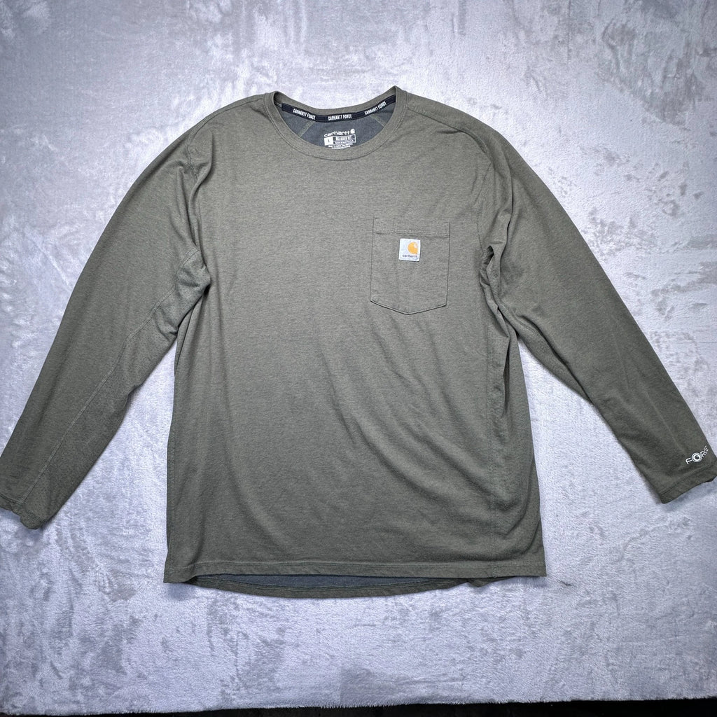 Carhartt Force Shirt Mens Large Green Midweight Relaxed Fit Long Sleeve Pocket