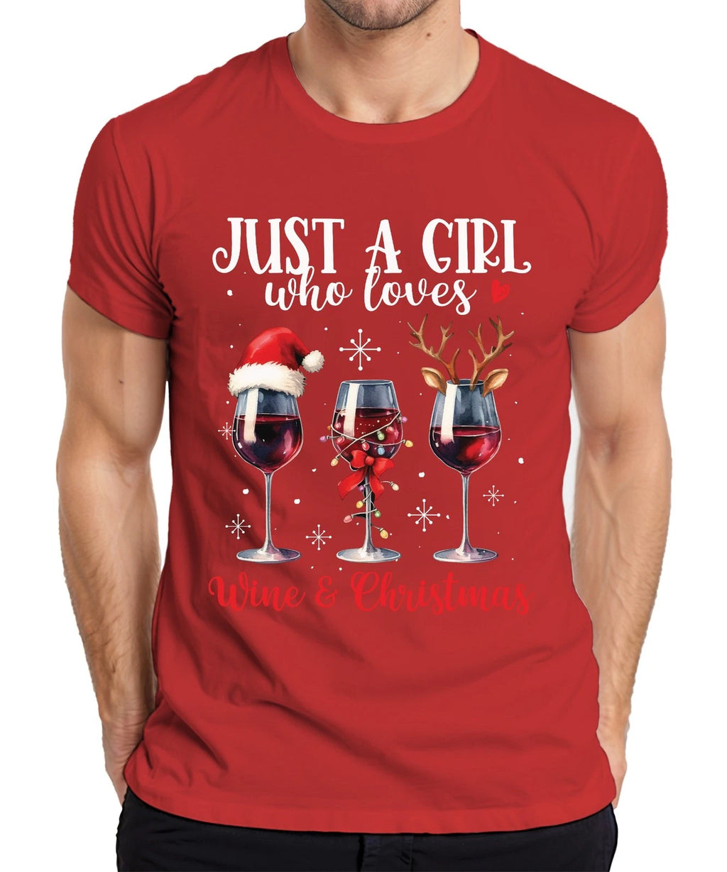 Just A Girl Who Loves Wine & Christmas - Christmas Xmas Gift Christma