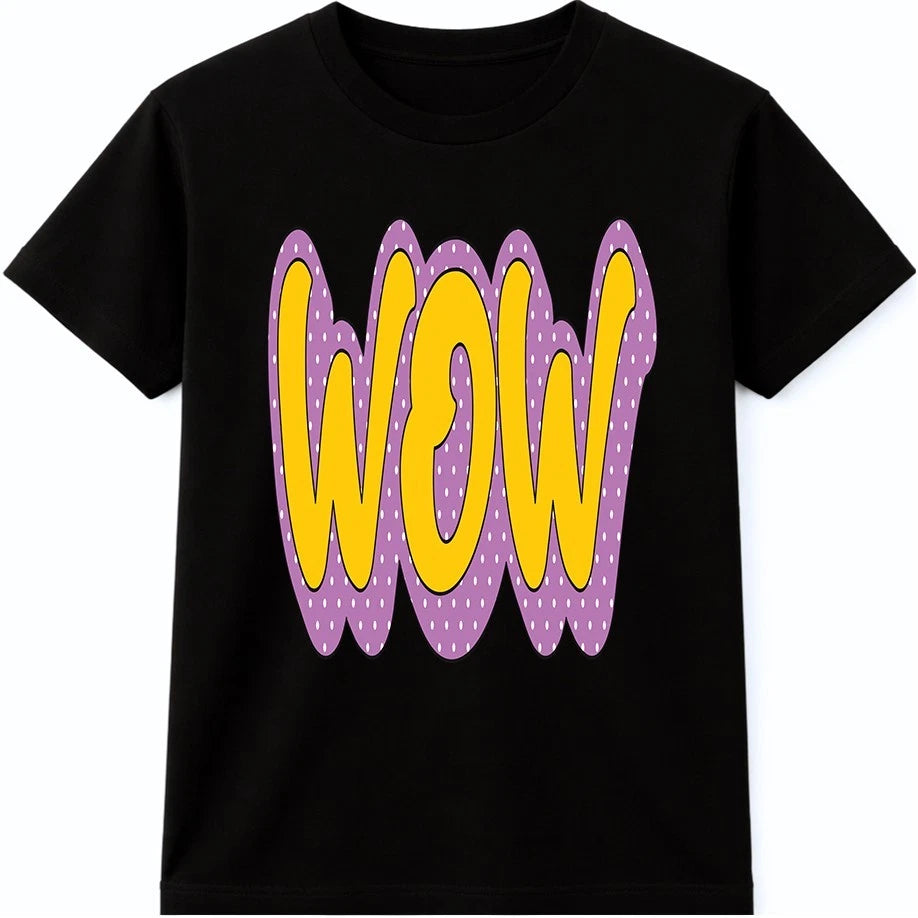 WOW Pop Art T-Shirt Colorful Bubble Text Graphic Tee Streetwear Top Men Women