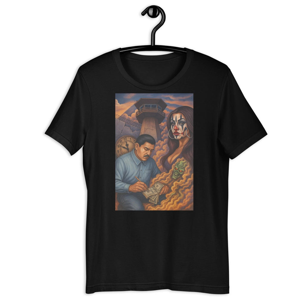 Chicano Prison Art Money Clown Girl Skull Street Tattoo T-Shirt Design!