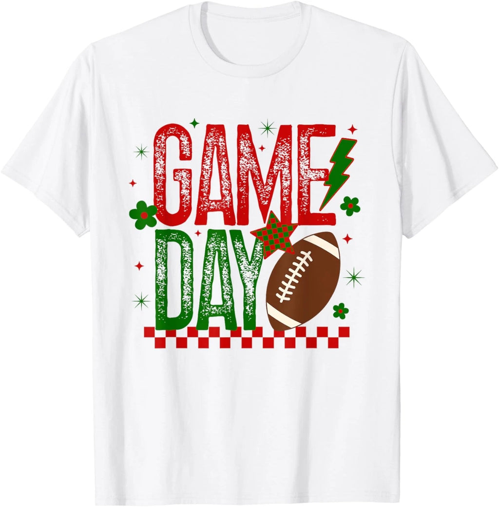 Game Day Football Retro Checked Red Green Touchdown Unisex T-Shirt