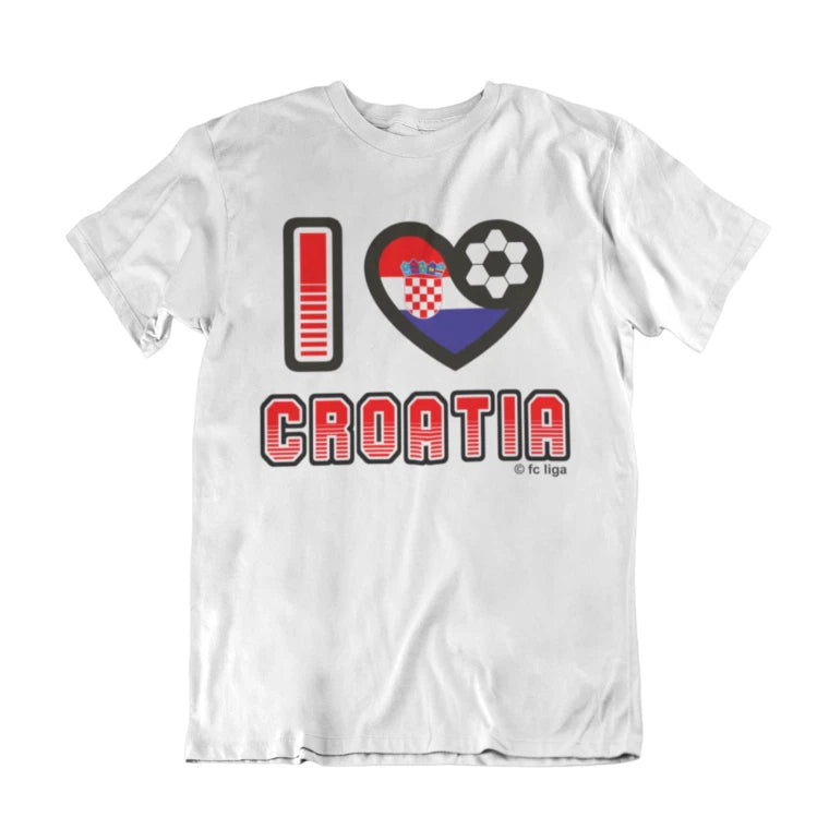 I LOVE CROATIA Football T-Shirt, Adults Kids Or Baby, World Cup 2026