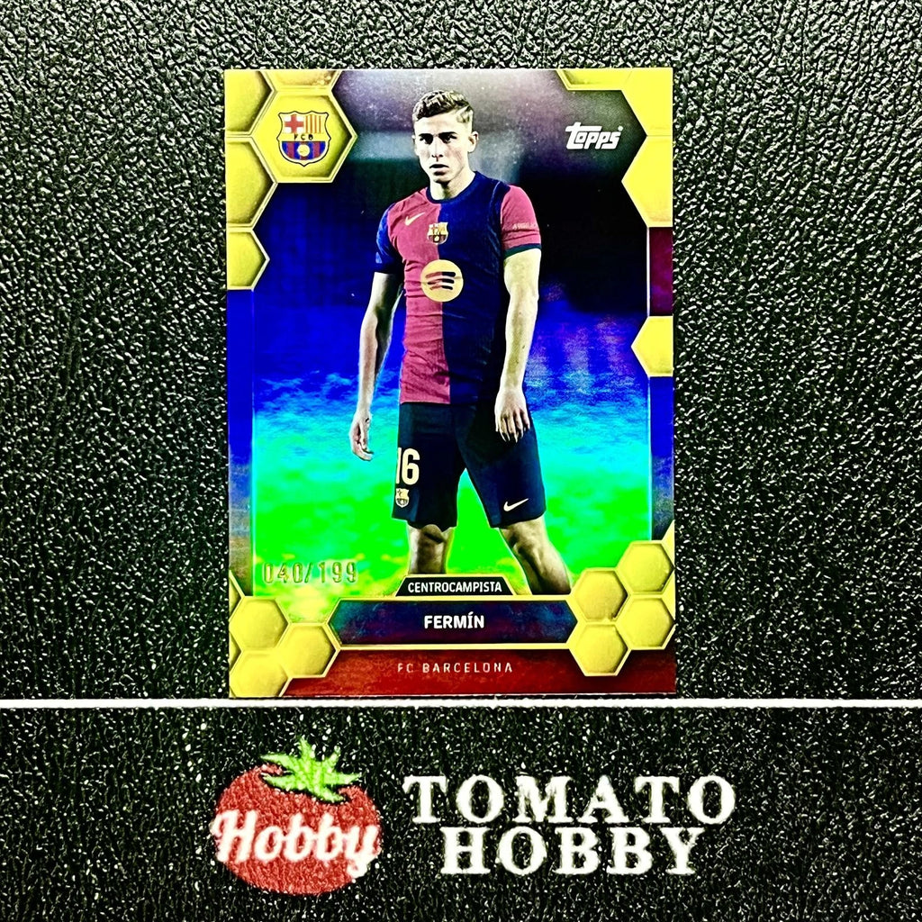 FERMIN LOPEZ /199 YELLOW REFRACTOR TOPPS FAN TEAM SET 2023-24 BARCELONA