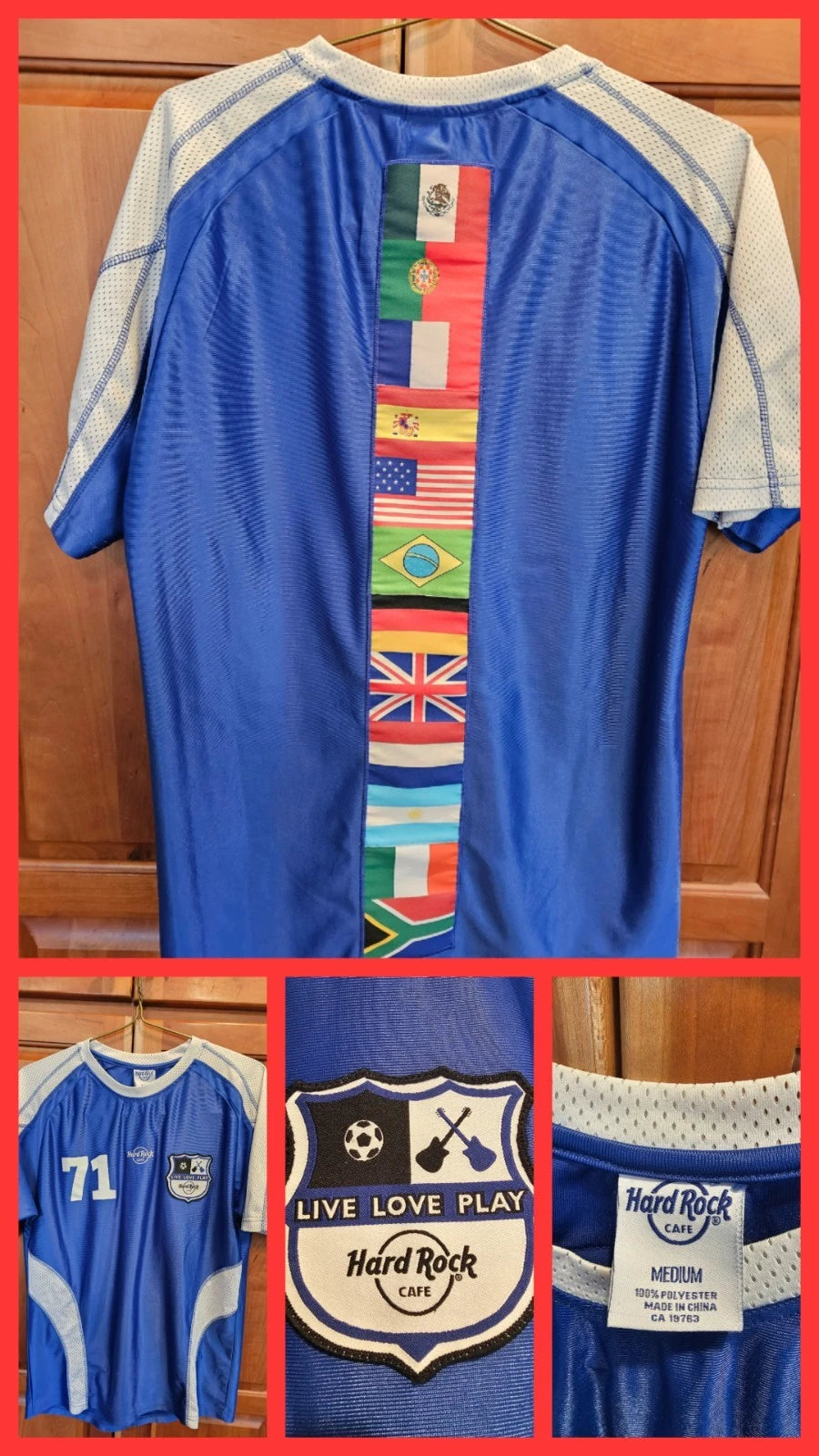 Vtg Hard Rock Cafe World Cup Soccer Flags Jersey Shirt Miami Argentina M