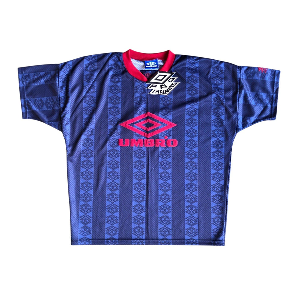 Vintage 90s Umbro Pro Training Shirt Men’s L Oversized Navy Deadstock Rare BNWT