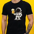 Mens Astronaut Enjoying Beer Theme Cotton T-Shirt Size XS to 5XL
