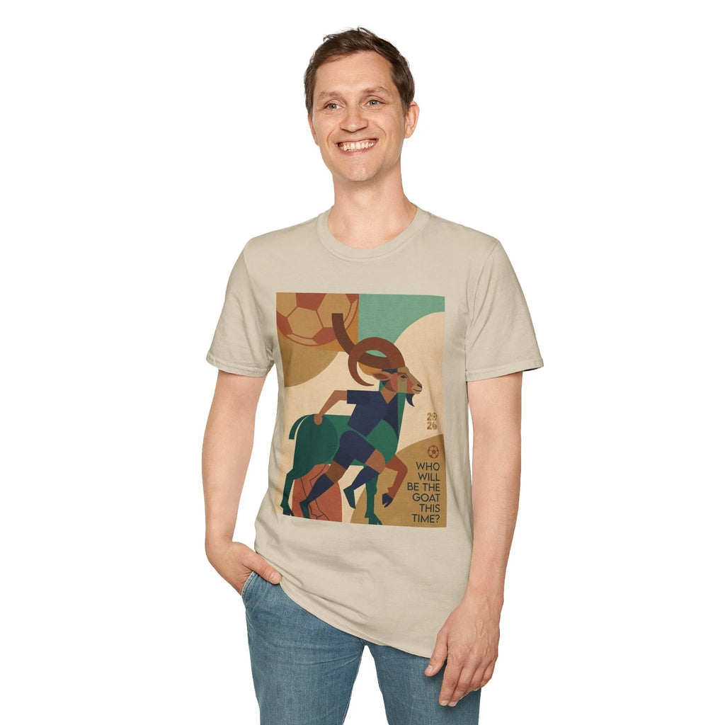 Geometric Ibex Illustration 2026 Soccer T-Shirt | Stylized Mountain Goat Art