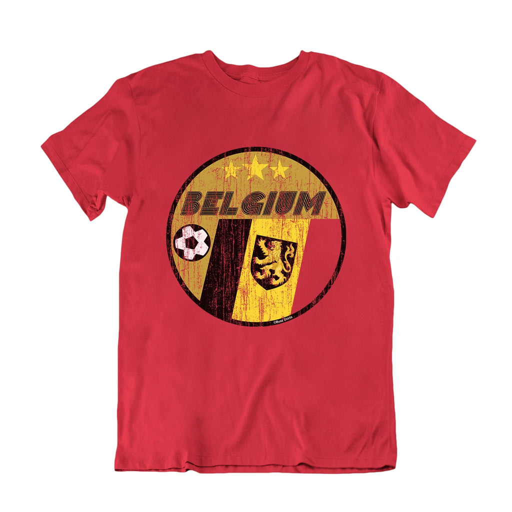 BELGIUM Football T-Shirt Retro Circle, Adults Kids Or Baby, World Cup 2026