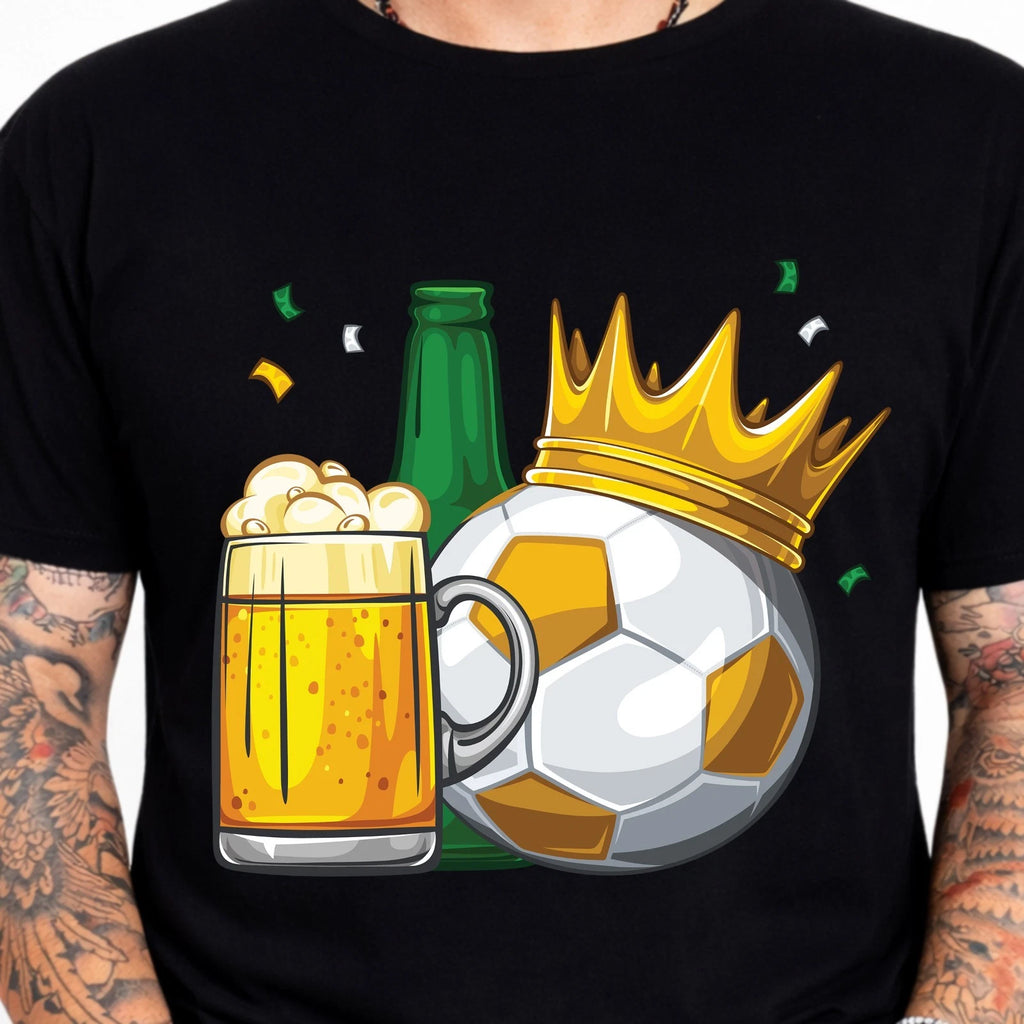 Football Beer T Shirt Funny Soccer Fan Dad Graphic Tee Birthday Gift Beer Lover