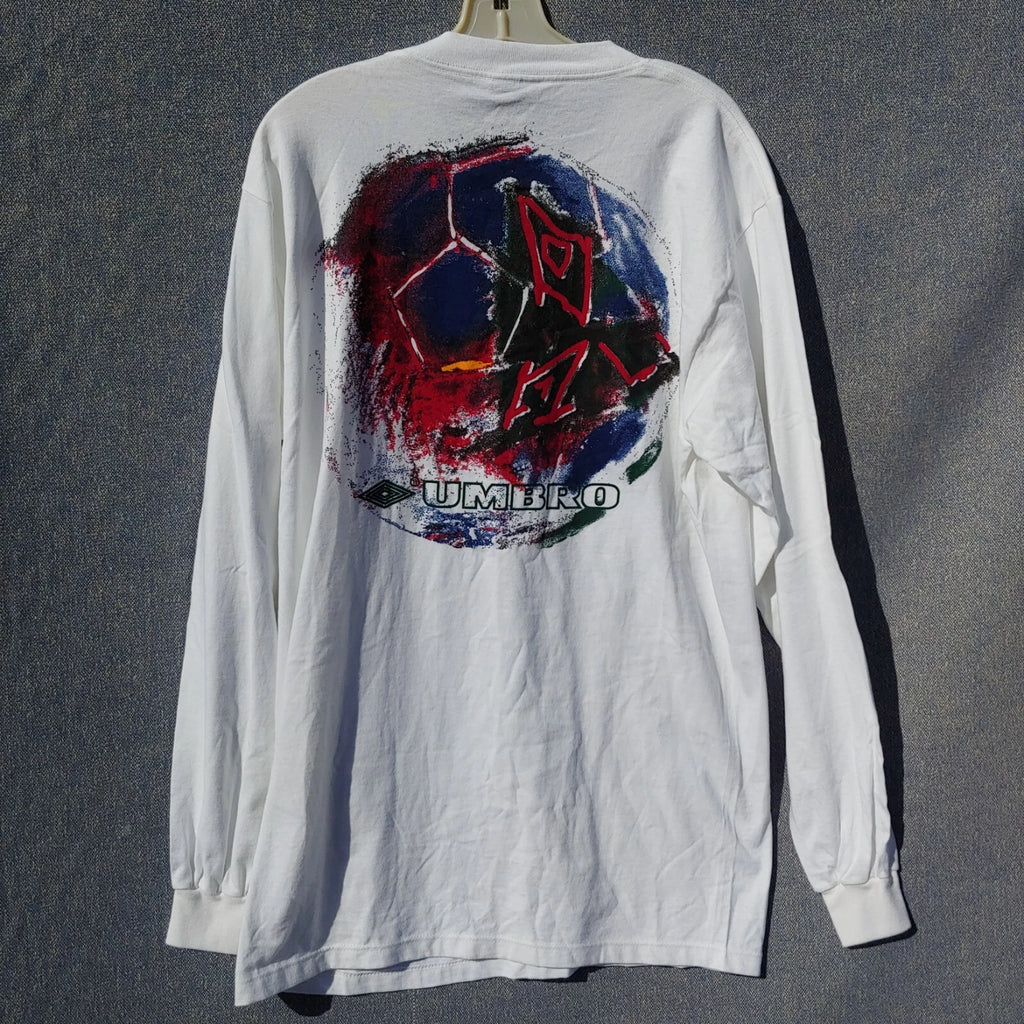 VTG NWT 90s Umbro Soccer Long Sleeve Shirt SZ L USA Runs small Multicolor Ball